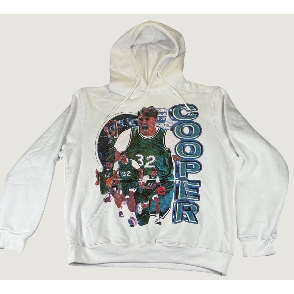 Headgear Classics Mens Small Cooper Basketball Graphic Hoodie White NWOT Cotton